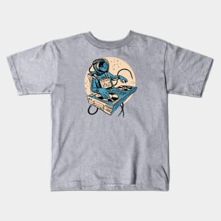 Astronaut DJ Spinning in Outer Space Kids T-Shirt